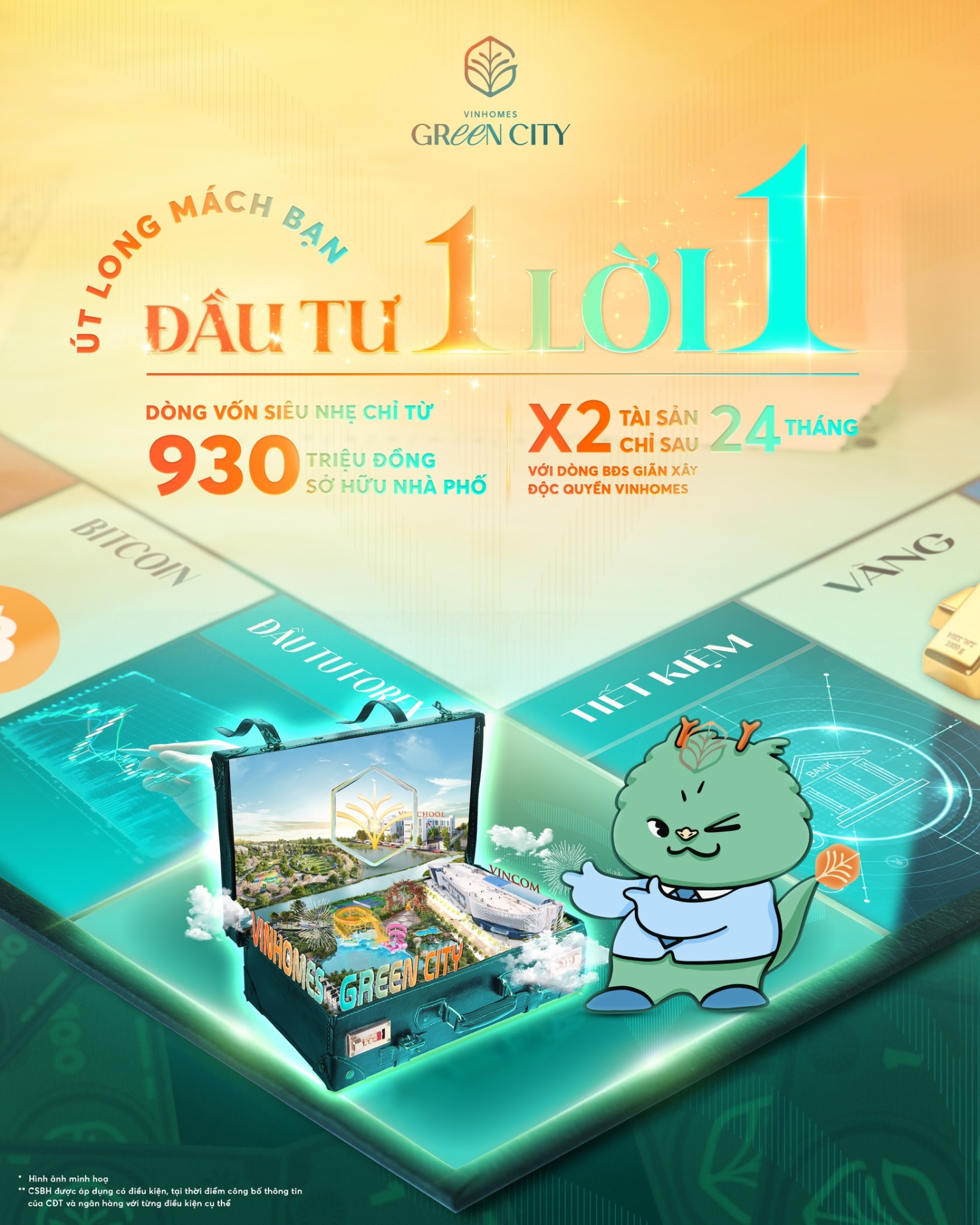 Đầu tư 1 lời 1 - x2 tài sản sau 24 tháng