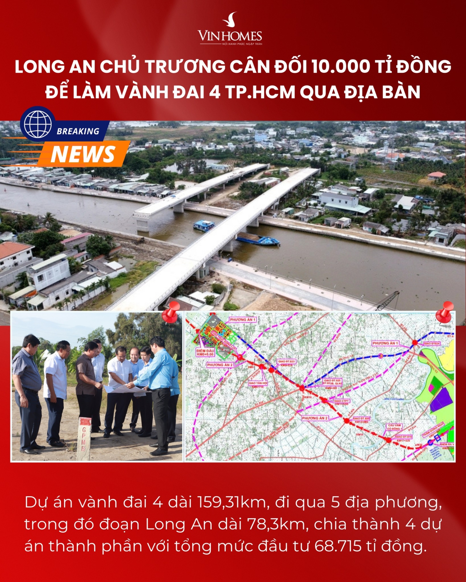 Long An thông qua chủ trương cân đối 10.000 tỉ đồng để làm vành đai 4 TP.HCM qua địa bàn