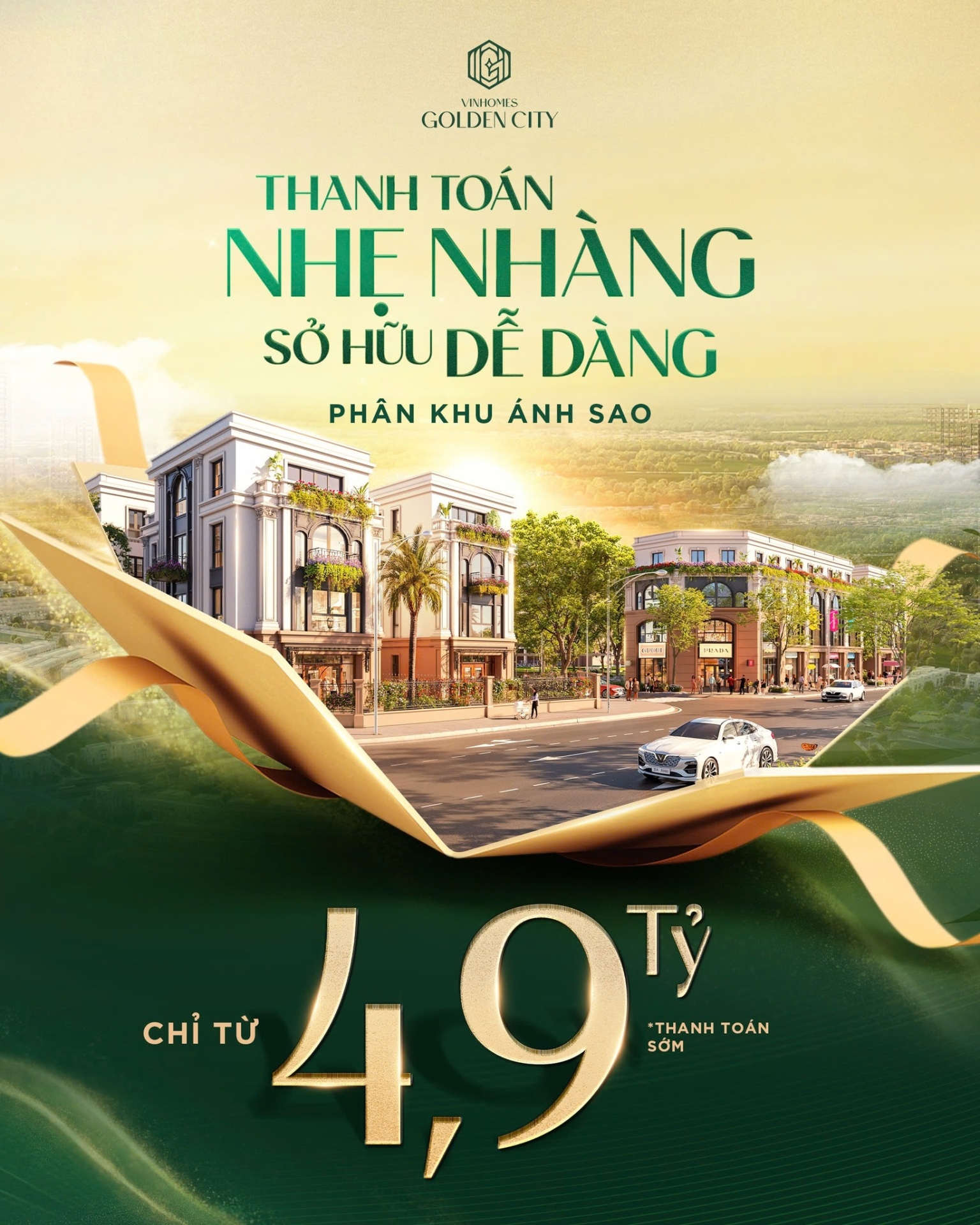 Thanh toán nhẹ nhàng - Sở hữu dễ dàng Vinhomes Golden City với mức giá chỉ từ 4.9 tỷ