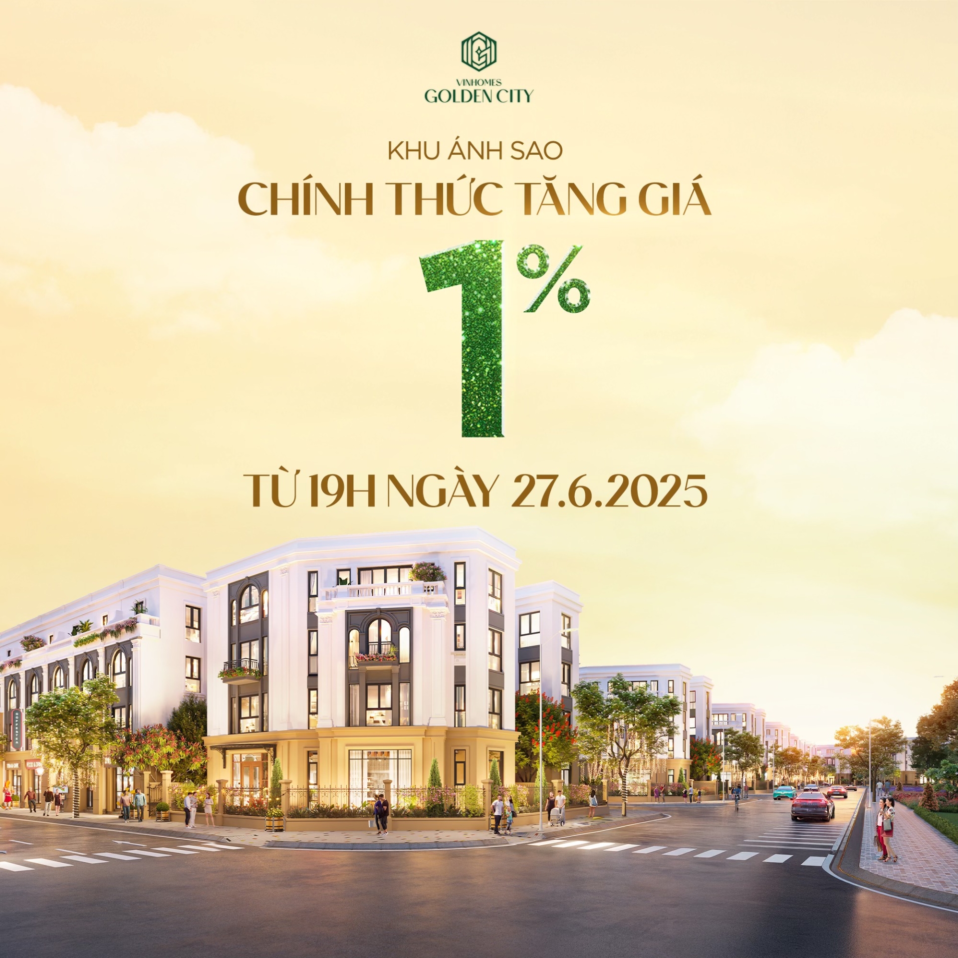 Khu Ánh Sao chính thức tăng giá 1% từ 19h ngày 27.06.2025