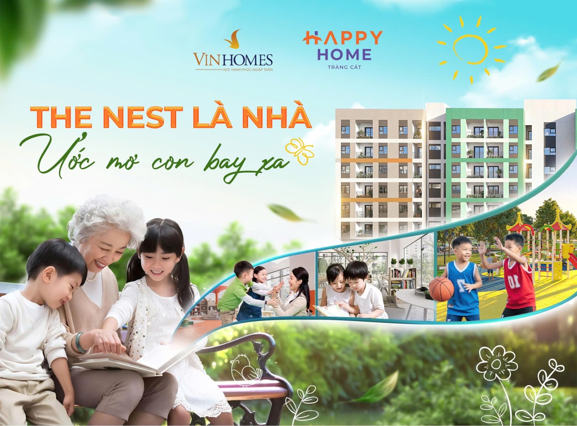 [Bất Động Sản 68 - batdongsan68.vn] Happy Home Tràng Cát - Vinhomes Tràng Cát: Trong đời, chúng ta có thể theo đuổi rất nhiều mục tiêu: một khoản đầu tư sinh lời, một kế hoạch tài chính, một ngôi nhà “để dành”…Nhưng rồi đến một lúc, ai cũng nhận ra: khoản đầu tư đúng đắn nhất chính là đầu tư vào tuổi thơ của con. Căn hộ The Nest là món quà tuổi thơ đẹp nhất mà bố mẹ có thể dành cho con.