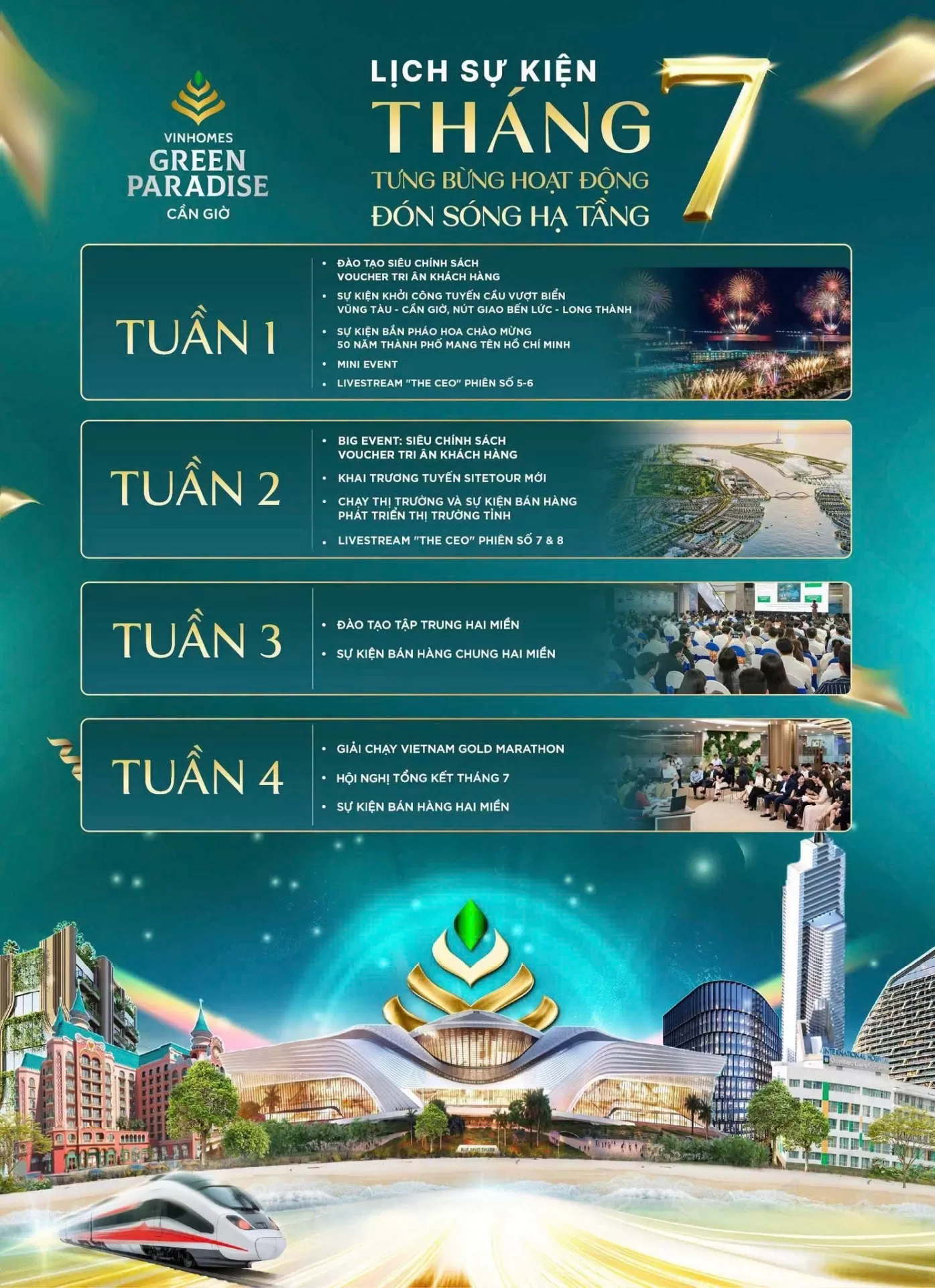 Bùng nổ hàng loạt sự kiện - Hoạt động đón sóng hạ tầng tại Vinhomes Green Paradise Cần Giờ tháng 7