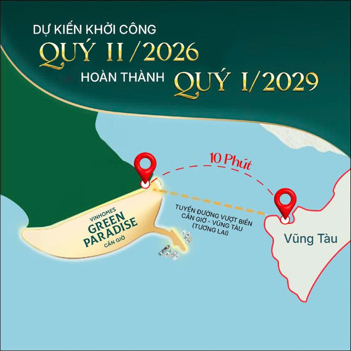 Đường vượt biển Cần Giờ - Vũng Tàu, cú hích chiến lược mở cánh cửa phát triển bùng nổ cho Vinhomes Green Paradise