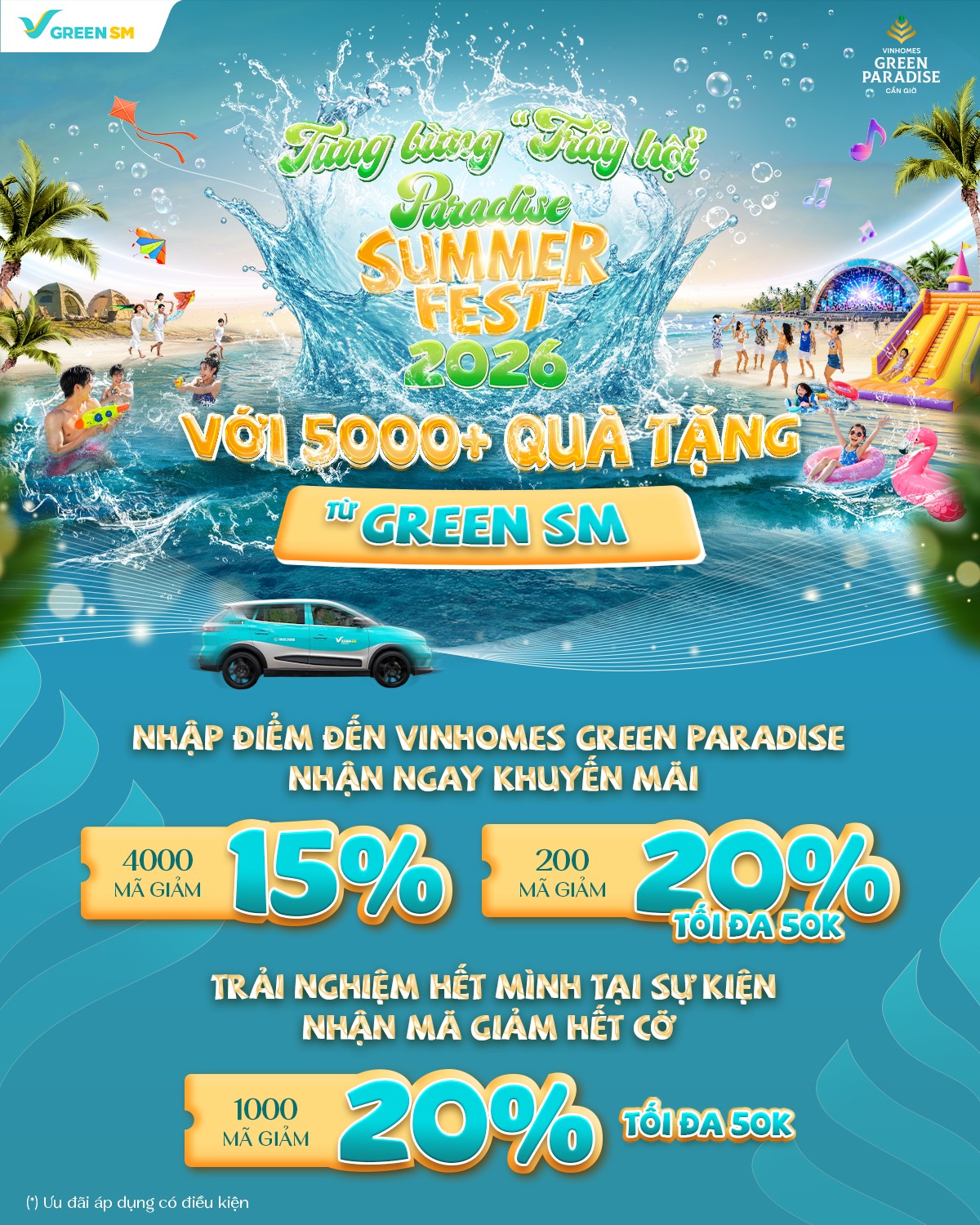[Bất Động Sản 68 - batdongsan68.vn] Vinhomes Green Paradise Cần Giờ: Thoả sức l&ecirc;n k&egrave;o đến thi&ecirc;n đường lễ hội biển s&ocirc;i động nhất m&ugrave;a h&egrave;. Ng&agrave;y 06.06 n&agrave;y, Paradise Summer Fest 2026 đồng h&agrave;nh c&ugrave;ng Green SM mang đến hơn 5.000 ưu đ&atilde;i hấp dẫn d&agrave;nh ri&ecirc;ng cho kh&aacute;ch tham gia sự kiện tại Vinhomes Green Paradise Cần Giờ. Đặt xe Green SM ngay h&ocirc;m nay, vi vu đến Vinhomes Green Paradise Cần Giờ v&agrave; đừng qu&ecirc;n săn những ưu đ&atilde;i cực hấp dẫn chỉ c&oacute; tại sự kiện!
