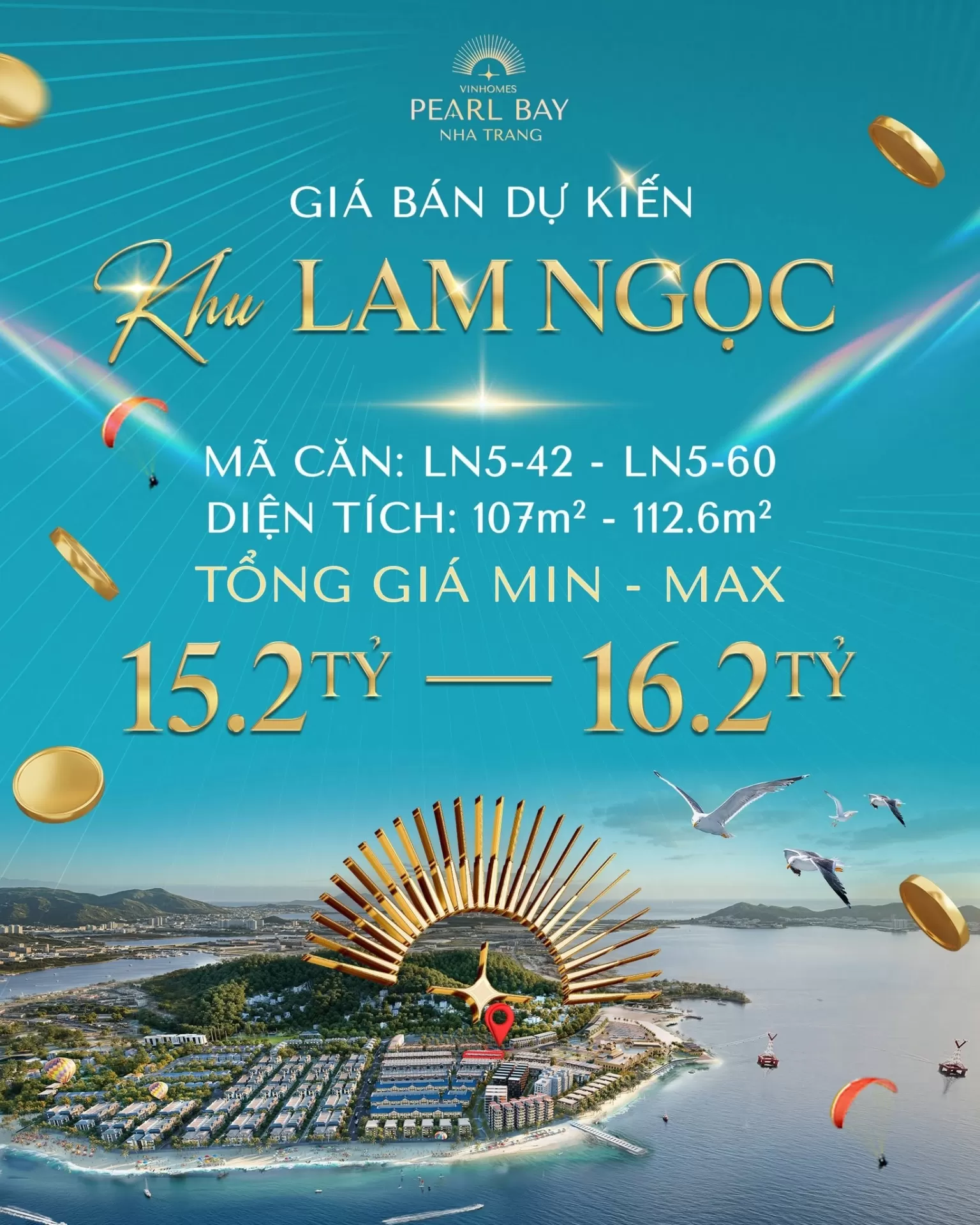 Giá bán dự kiến Phân khu Lam Ngọc & Hồng Ngọc - Vinhomes Pearl Bay