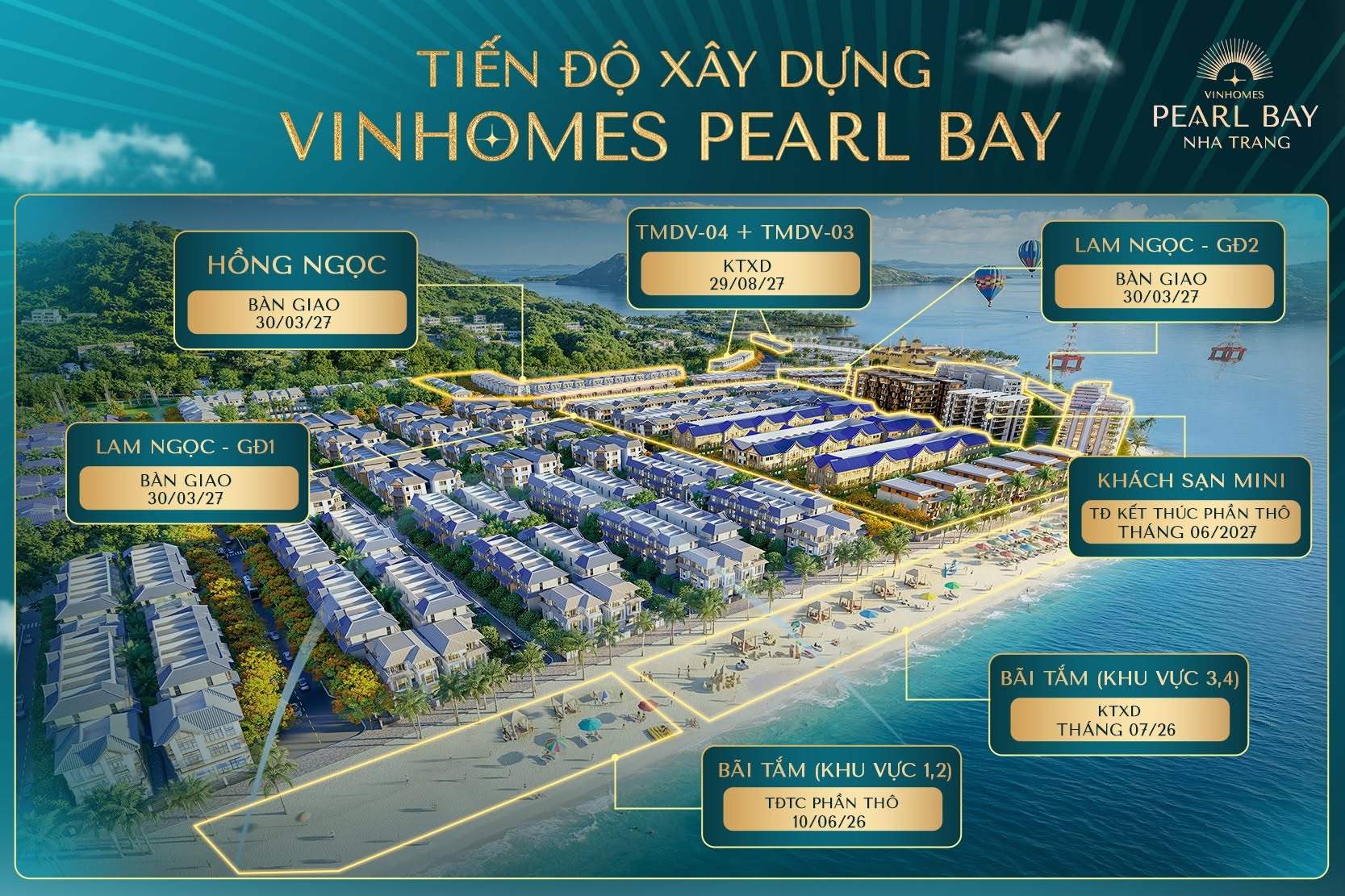 Tiến độ thần tốc - Vinhomes Pearl Bay bàn giao ngay phân khu Lam Ngọc & Ruby từ tháng 3/2027