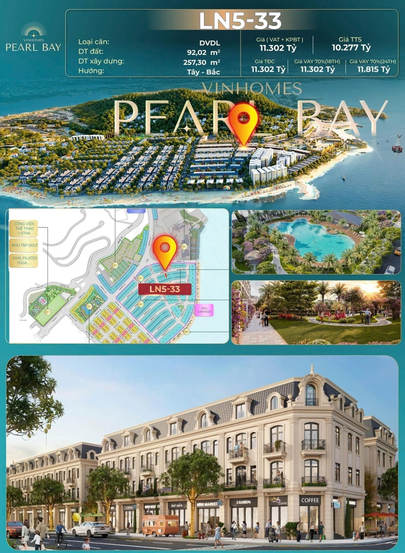Nh&agrave; phố Lam Ngọc Vinhomes Pearl Bay Liền kề