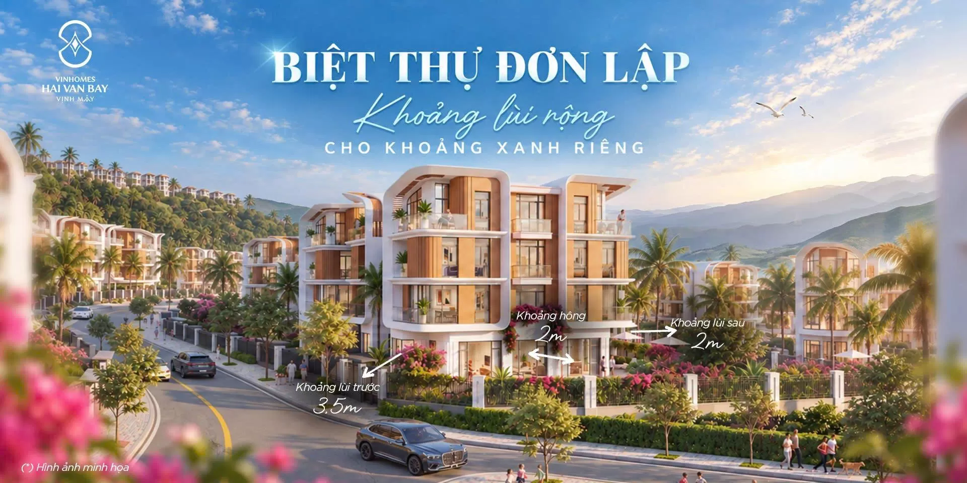 Biệt thự đơn lập Vịnh Mây - Khoảng lùi rộng cho khoảng xanh riêng