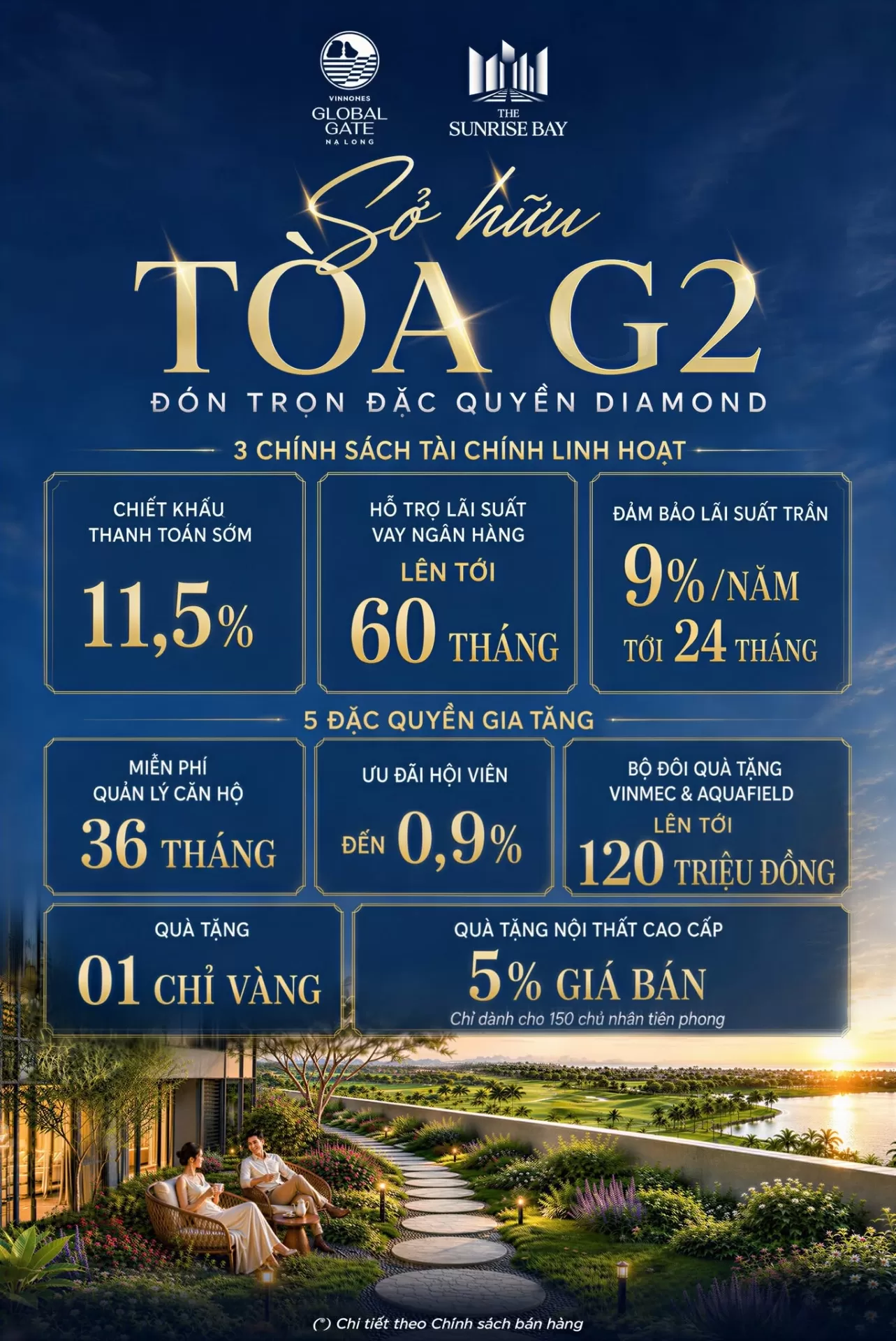 Kh&aacute;m ph&aacute; ngay T&ograve;a G2 tại The Sunrise Bay để nhận Đặc quyền Diamond, chiết khấu tới 11,5% v&agrave; nhiều ch&iacute;nh s&aacute;ch t&agrave;i ch&iacute;nh hấp dẫn cho người ti&ecirc;n phong.