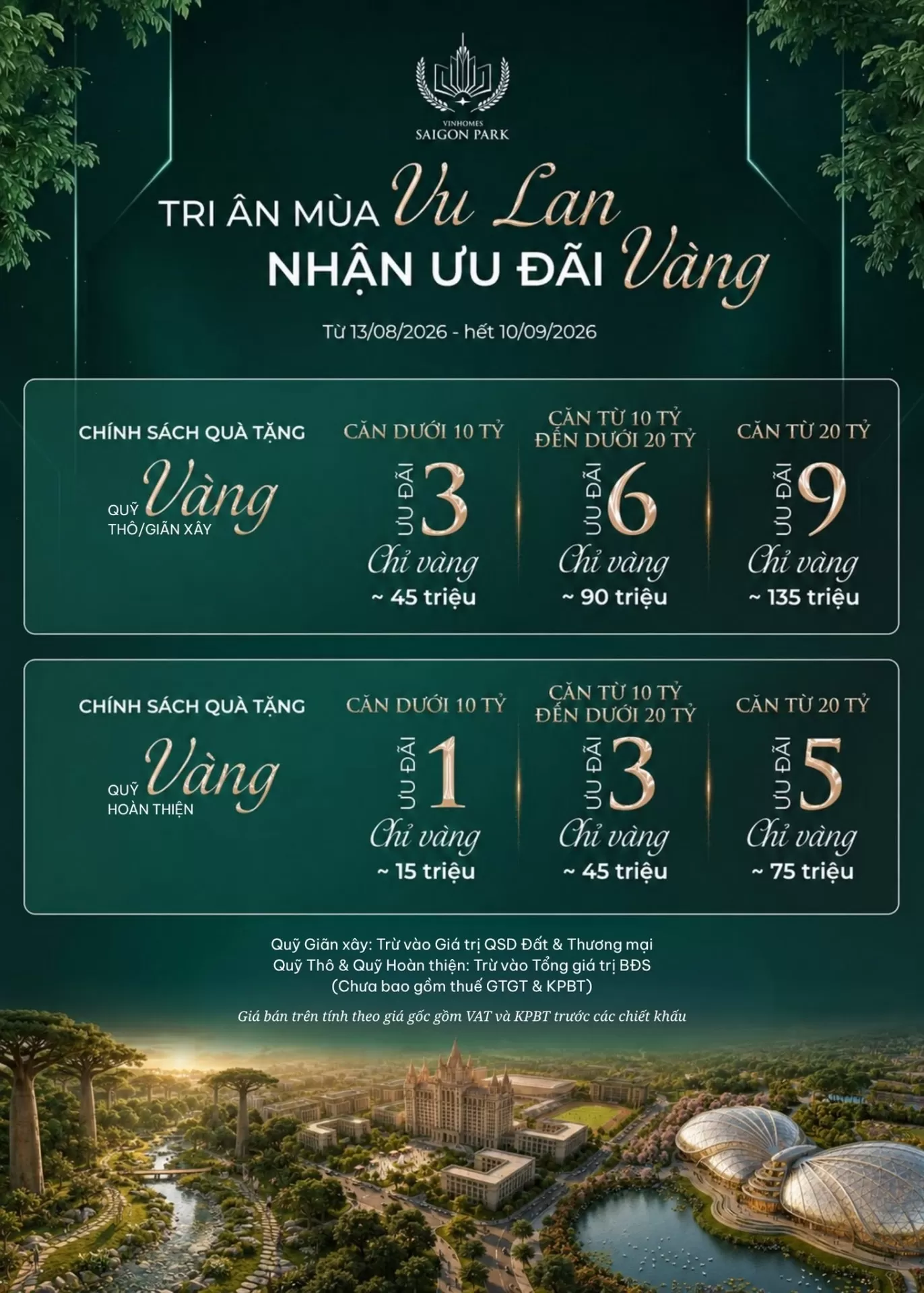 Chính sách bán hàng tháng ngâu từ ngày 13.08.2026 đến ngày 10.09.2026