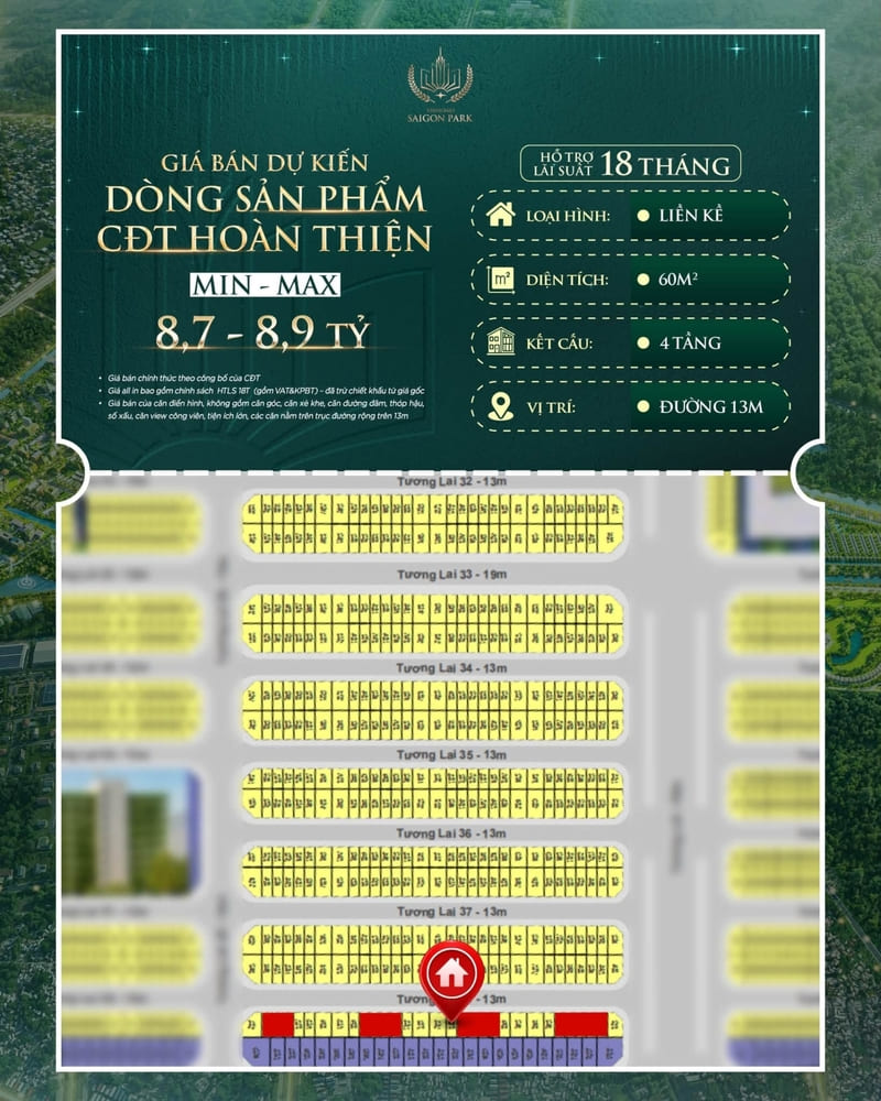 Liền kề Vinhomes S&agrave;i G&ograve;n Park 3
