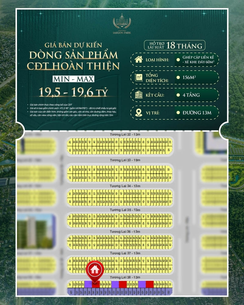 Liền kề Vinhomes S&agrave;i G&ograve;n Park 4