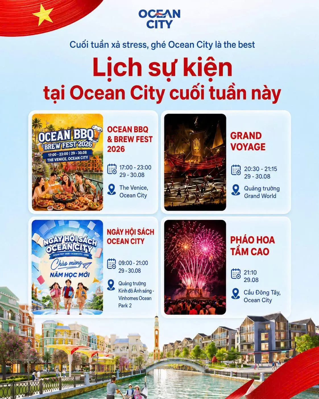 Cập nhật ngay lịch sự kiện cuối tuần tại Ocean City với đại nhạc hội BBQ, Grand Voyage v&agrave; m&agrave;n tr&igrave;nh diễn ph&aacute;o hoa Ocean City rực rỡ nhất!