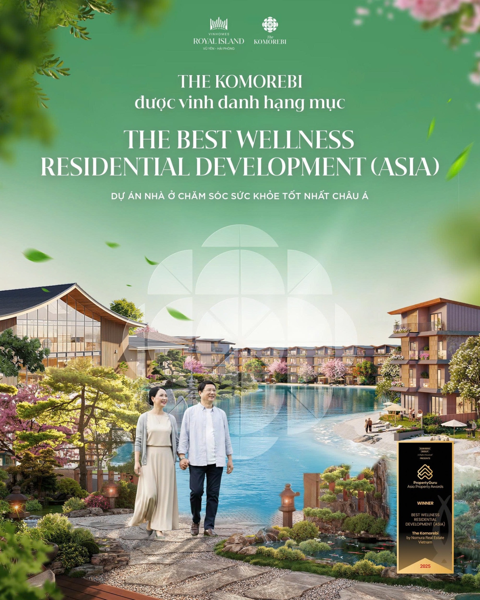 [Bất Động Sản 68 - batdongsan68.vn] Vinhomes Royal Island - Vinhomes Vũ Y&ecirc;n: Tại PropertyGuru Asia Property Awards Grand Final 2025 vừa diễn ra ở Bangkok (Th&aacute;i Lan), The Komorebi &ndash; ph&acirc;n khu mang triết l&yacute; sống chuẩn Nhật tại Vinhomes Royal Island (Vũ Y&ecirc;n, Hải Ph&ograve;ng) đ&atilde; ghi dấu ấn nổi bật tr&ecirc;n bản đồ bất động sản ch&acirc;u &Aacute;. Th&agrave;nh tựu n&agrave;y kh&ocirc;ng chỉ n&acirc;ng tầm The Komorebi như một biểu tượng sống wellness chuẩn Nhật tại Việt Nam, m&agrave; c&ograve;n g&oacute;p phần đưa Vinhomes Royal Island trở th&agrave;nh điểm đến mới của chuẩn sống đẳng cấp ch&acirc;u &Aacute;.