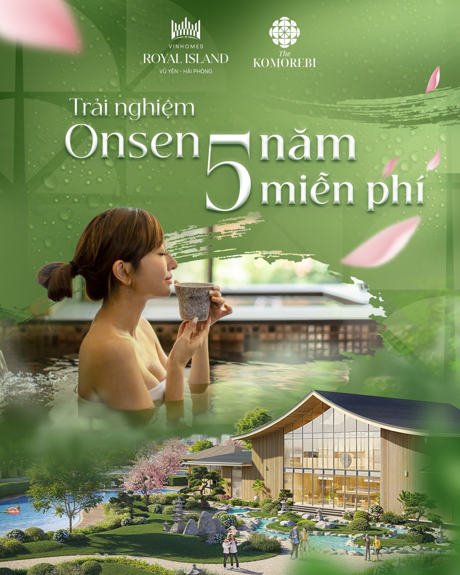 THE KOMOREBI – Tận hưởng tắm khoáng Onsen miễn phí 5 năm, đặc quyền chăm sóc sức khỏe chuẩn Nhật ngay tại nhà.