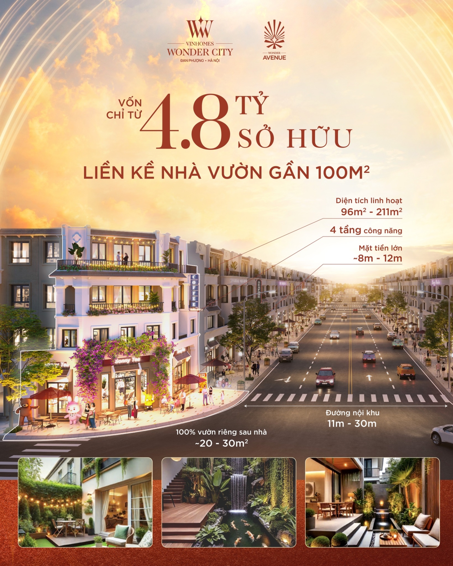 Cơ hội sở hữu Liền kề Nhà vườn tại Vinhomes Wonder City vốn chỉ từ 4,8tỷ