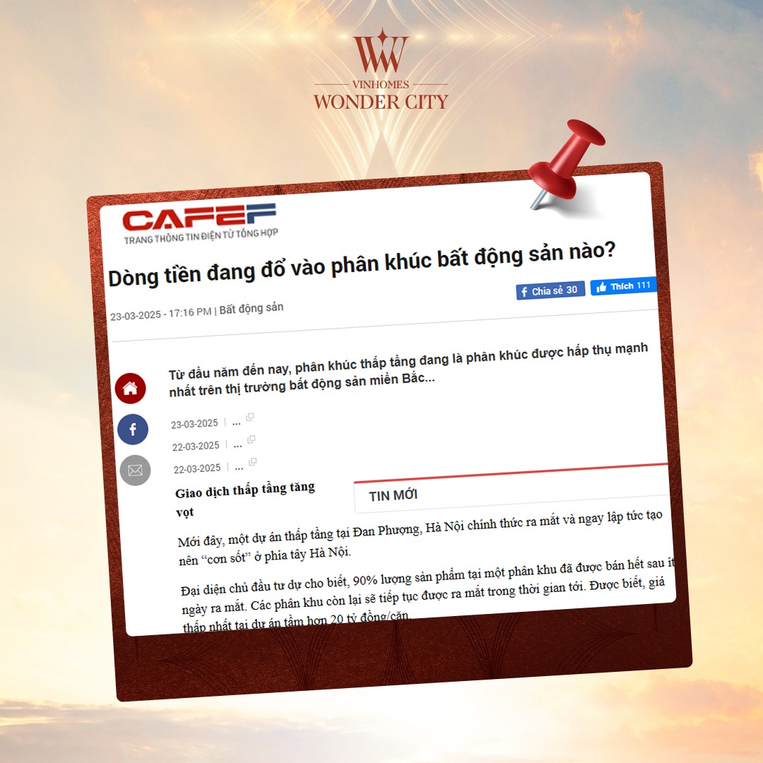 Tâm điểm thị trường BĐS phía Tây Hà Nội gọi tên Vinhomes Wonder City - Đan Phượng!