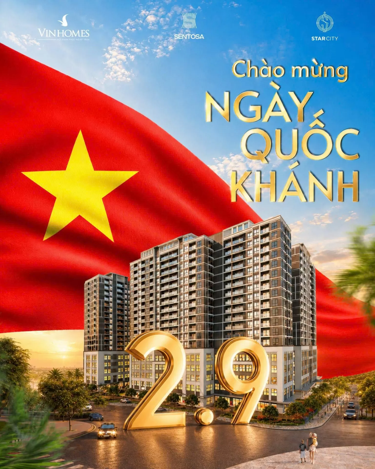 Vinhomes Star City tự hào chào mừng Quốc khánh 2/9 và độc lập 81 năm của đất nước. Kính chúc Quý cư dân và khách hàng kỳ nghỉ lễ bình an, hạnh phúc!