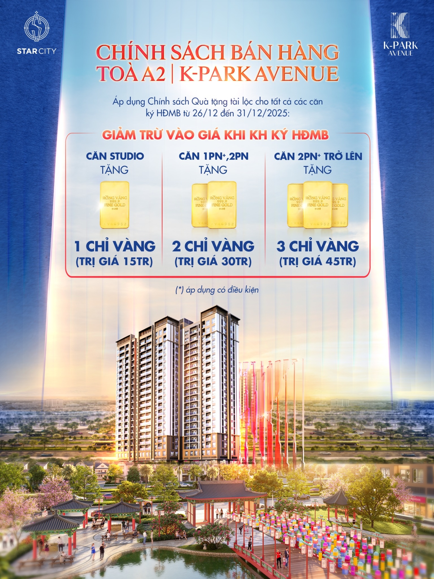 Chính sách bán hàng Toà A2, K-Park Avenue - Ưu đãi tài lộc cuối năm, gia tăng giá trị An cư & Đầu tư