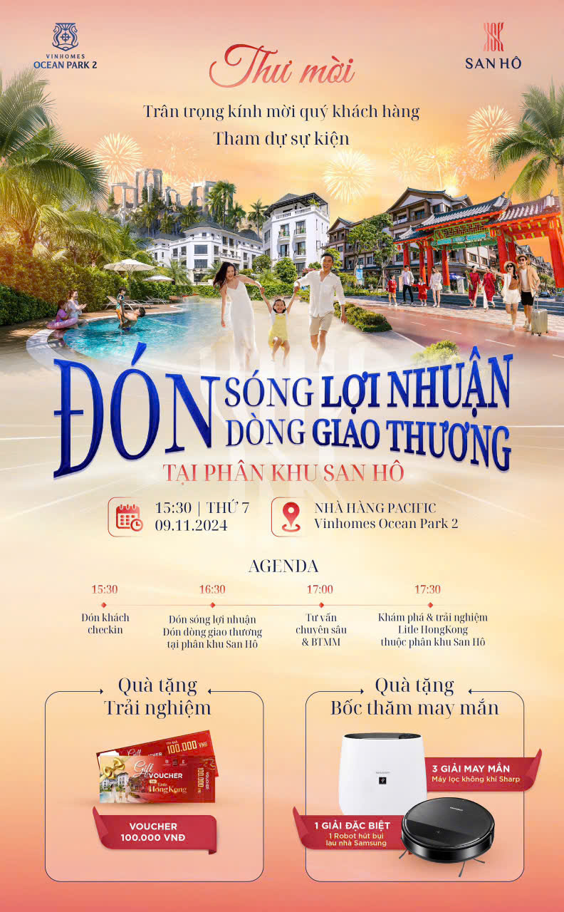 Đón sóng lợi nhuận - Đón dòng giao thương tại Phân khu San Hô Vinhomes Ocean Park 2