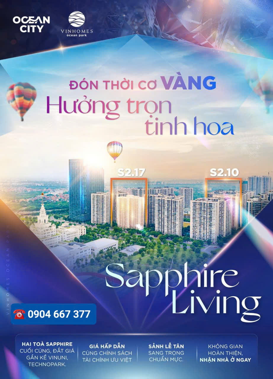 Sapphire Living - Đón thời cơ vàng, hưởng trọn tinh hoa