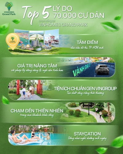 Lý do hơn 70.000 cư dân chọn sống tại Vinhomes Grand Park