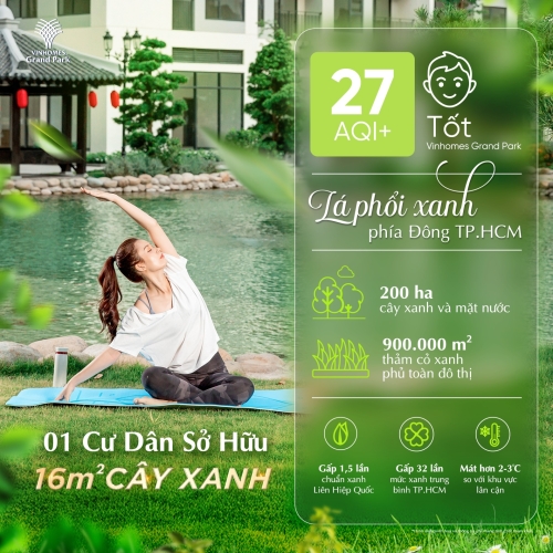 01 cư dân sở hữu 16m2 cây xanh, chuẩn sống xanh hiếm có giữa lòng TP.HCM