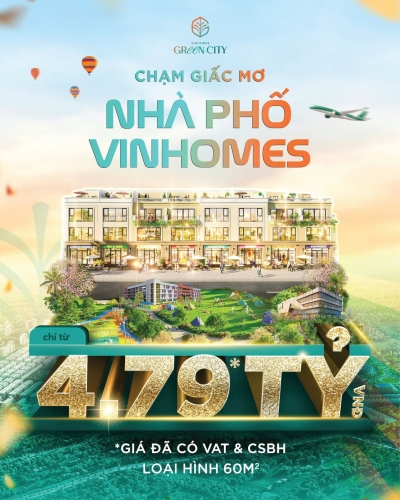 Chạm giấc mơ Nhà Phố Vinhomes - Giá chính thức trung bình chỉ từ 4,79 tỷ đồng