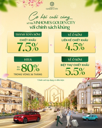 Cơ hội cuối cùng sở hữu Vinhomes Golden City với chính sách tốt nhất