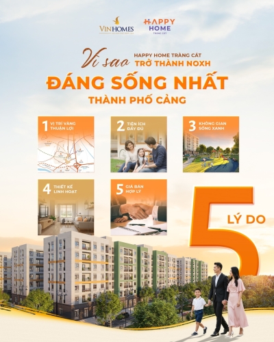 5 lý do vì sao Happy Home Tràng Cát trở thành NOXH đáng sống nhất tại Thành Phố Cảng
