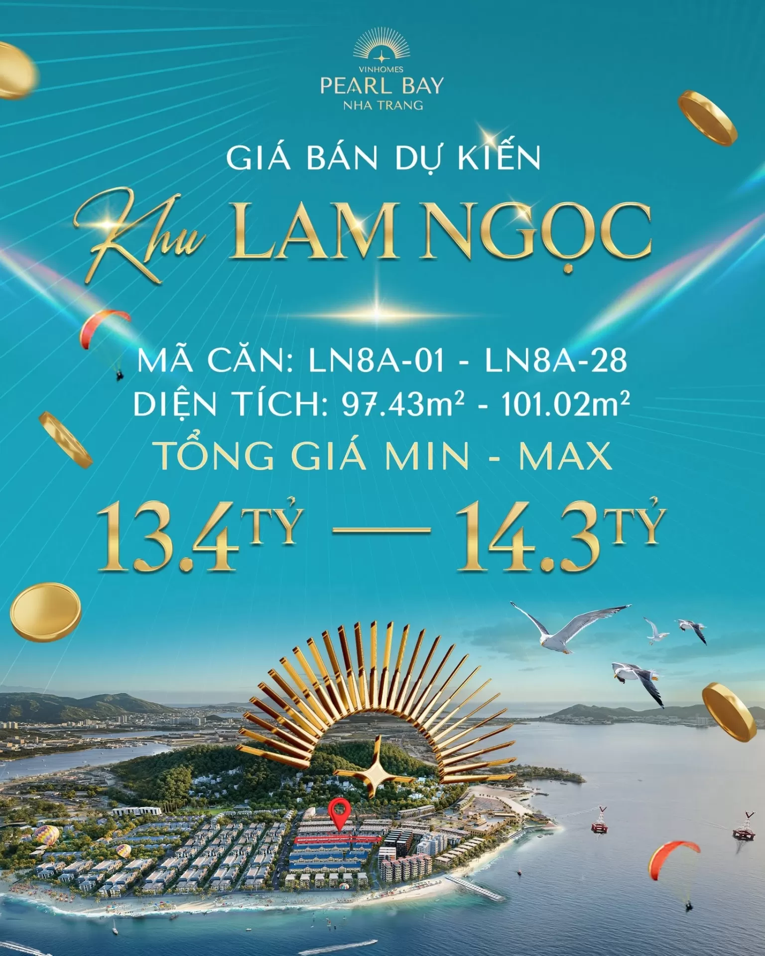 Giá bán dự kiến Phân khu Lam Ngọc & Hồng Ngọc - Vinhomes Pearl Bay