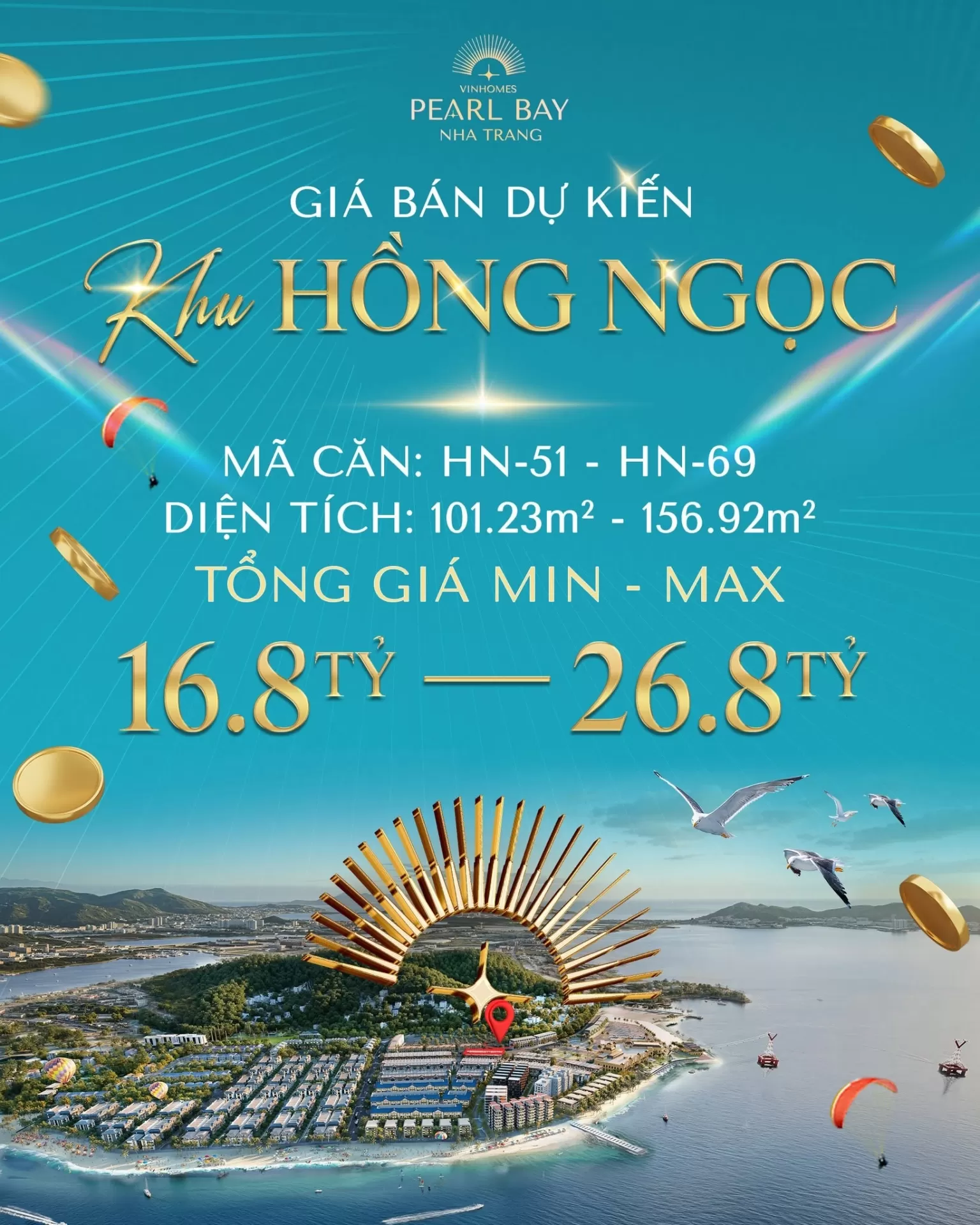 Giá bán dự kiến Phân khu Lam Ngọc & Hồng Ngọc - Vinhomes Pearl Bay