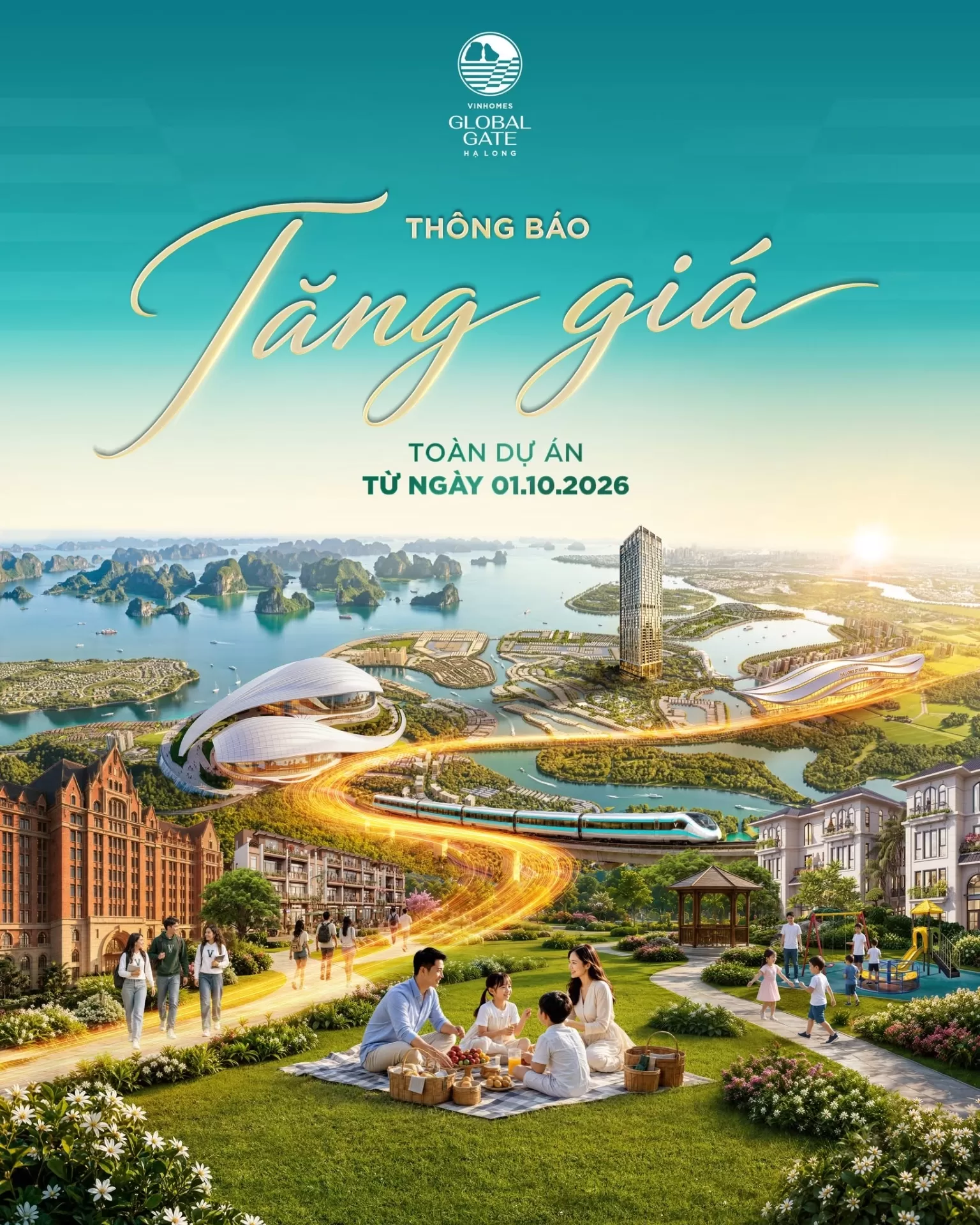 [Thông báo chính thức] Điều chỉnh tăng giá toàn dự án Vinhomes Global Gate Hạ Long từ ngày 1.10.2026
