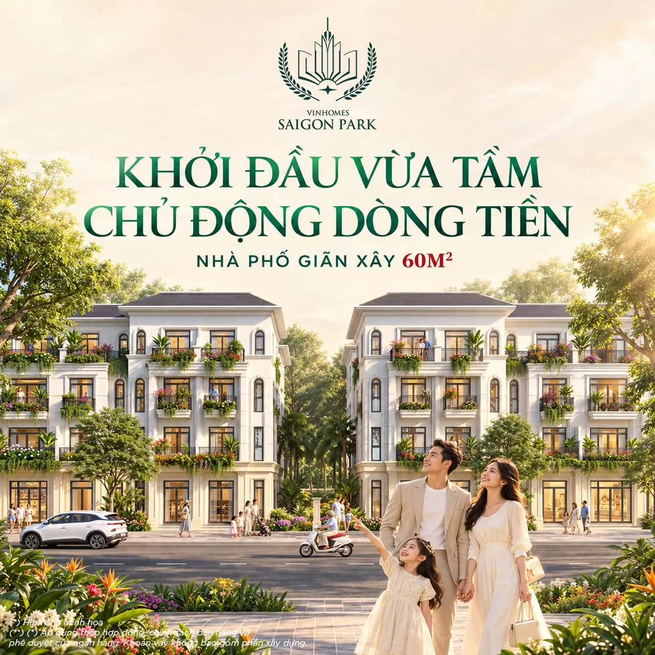 Khởi đầu vừa tầm - Chủ động dòng tiền: Nhà phố giãn xây 60m² Vinhomes Sài Gòn Park