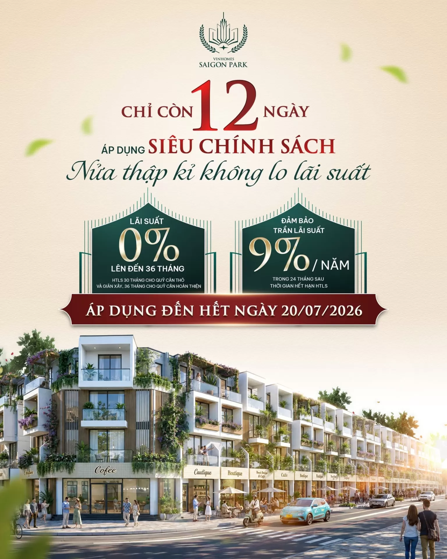 Đếm ngược 12 ngày cuối cùng: Sở hữu Saigon Park với siêu chính sách 