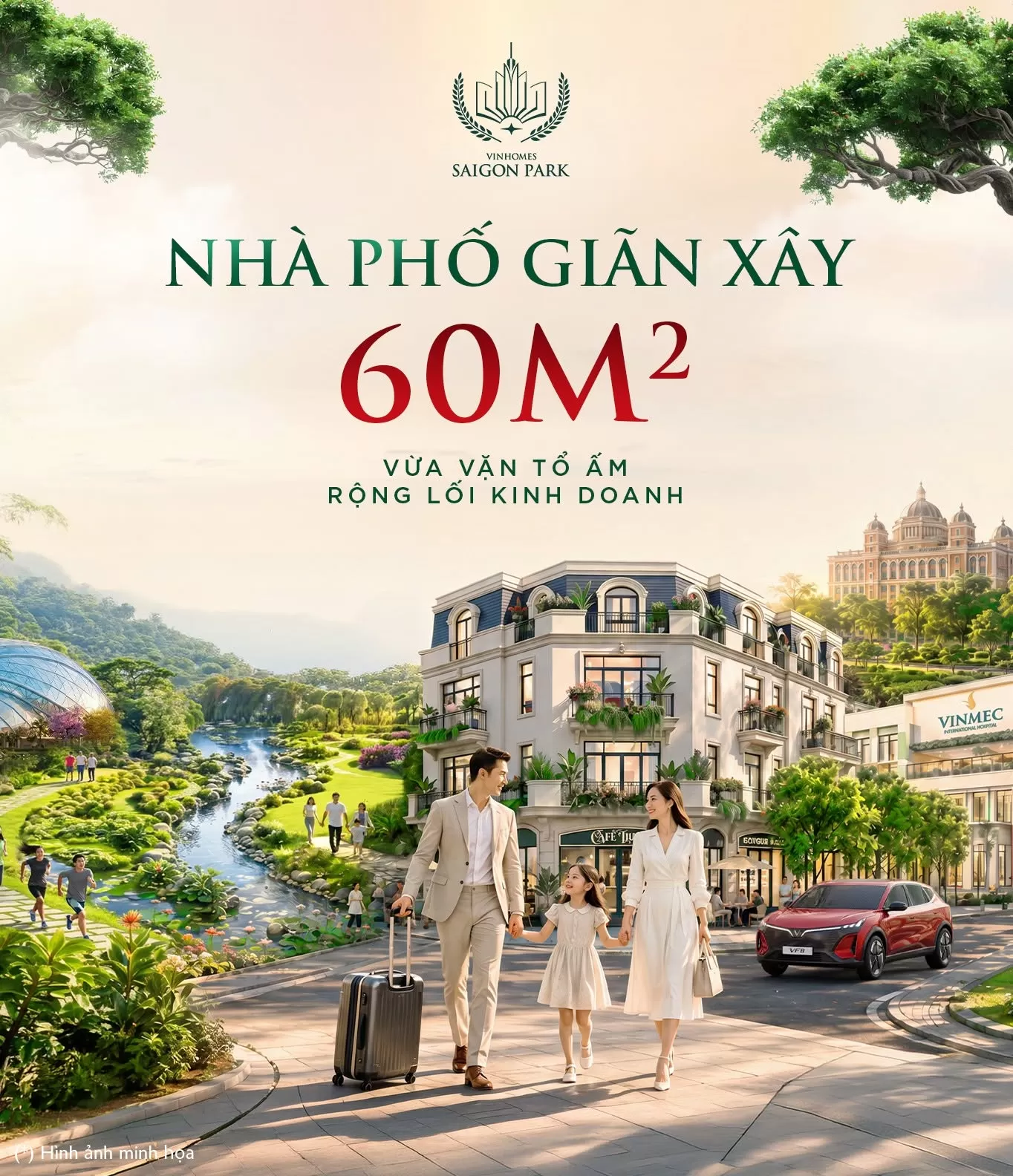 Nhà phố giãn xây 60m²: Vừa vặn tổ ấm - Rộng lối kinh doanh