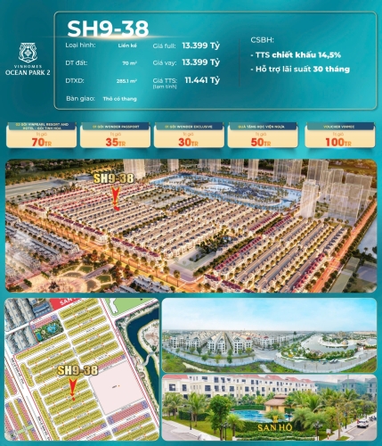 SH9-38, Liền kề, Thô có thang, Hướng Tây Bắc, Phân khu San Hô, Vinhomes Ocean Park 2
