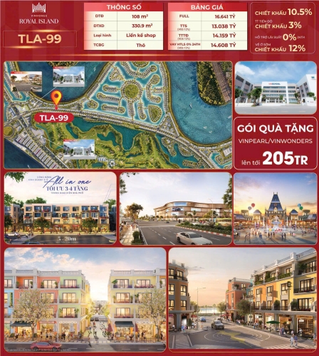 TLA-99, Liền kề Shop, Bàn giao Thô, Hướng Đông Bắc, Phân khu Đảo Vua, Vinhomes Royal Island