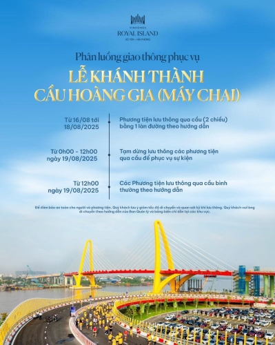 Thông báo phân luồng giao thông phục vụ lễ khánh thành cầu Hoàng Gia