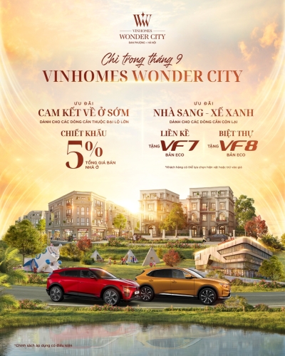 Vinhomes Wonder City -  Mua nhà sang, nhận xe xịn VinFast VF7, VF8