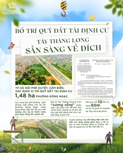 Đã có quỹ đất tái định cư xây dựng - Đường Tây Thăng Long sẵn sàng về đích - Vinhomes Wonder City nằm trong tâm xoáy tăng trưởng