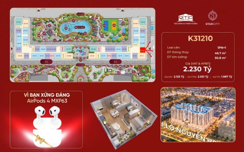 K31210, Căn hộ 1PN+1, Bàn giao tiêu chuẩn Ruby+, Tòa K3, Phân khu KYOTO, Vinhomes Star City