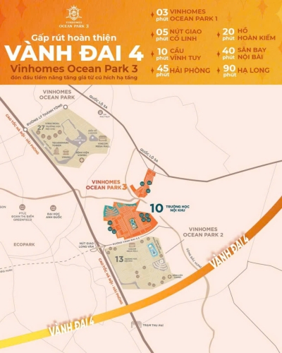 Vành đai 4 gấp rút hoàn thiện - Vinhomes Ocean Park 3 nâng tầm kết nối
