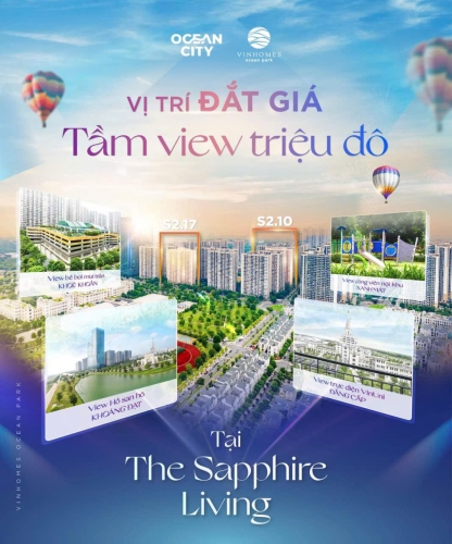 Sapphire Living - Vị trí đắt giá, tầm view triệu đô tại Vinhomes Ocean Park 1