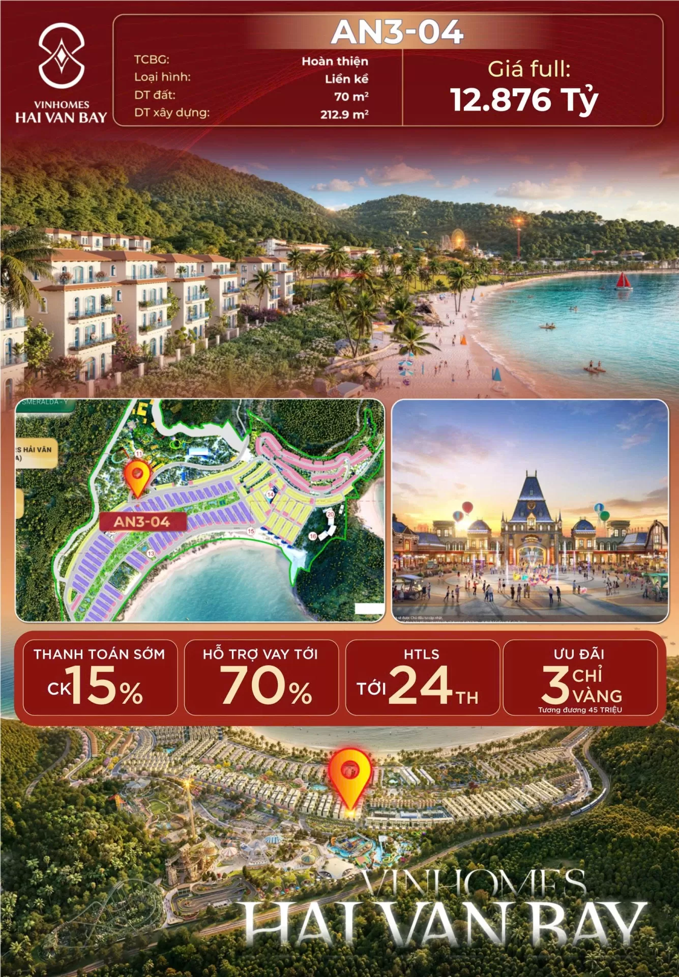 AN3-04, Liền kề Hoàn thiện 4 tầng,  Phân khu Đảo Ngọc, Dự án Vinhomes Hải Vân Bay